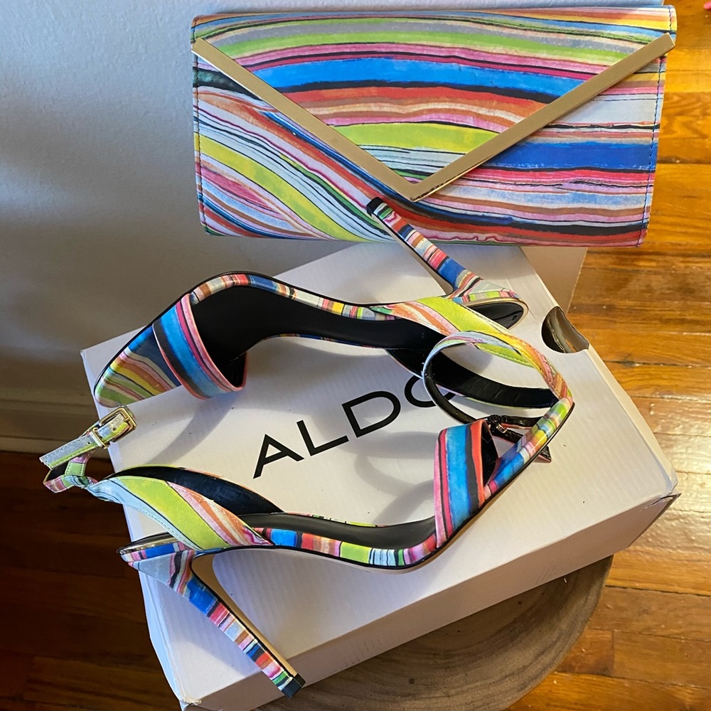 Aldo multicolored  single strap 4 inch sandal